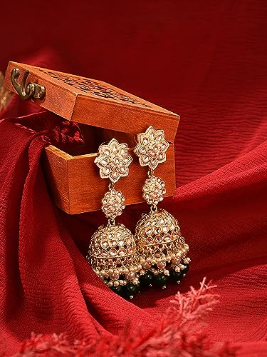 Cluster Beads & Kundan Jhumki Earring - ZPFK16208